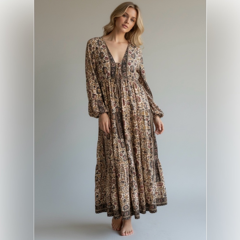 Chaudry BoHo Floral Bohemian Maxi Dress